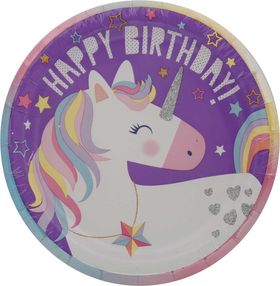 slide 1 of 9, Unique Unicorn 6-3/4 Inch Paper Plates 8 Count, 8 ct