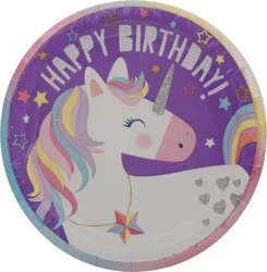 Unique Unicorn 6-3/4 Inch Paper Plates 8 Count