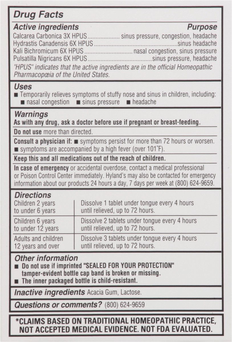 slide 12 of 12, Hyland's 4Kids Quick-Dissolving Tablets 2-12 Years Homeopathic Stuffy Nose & Sinus 50 ea, 50 ct