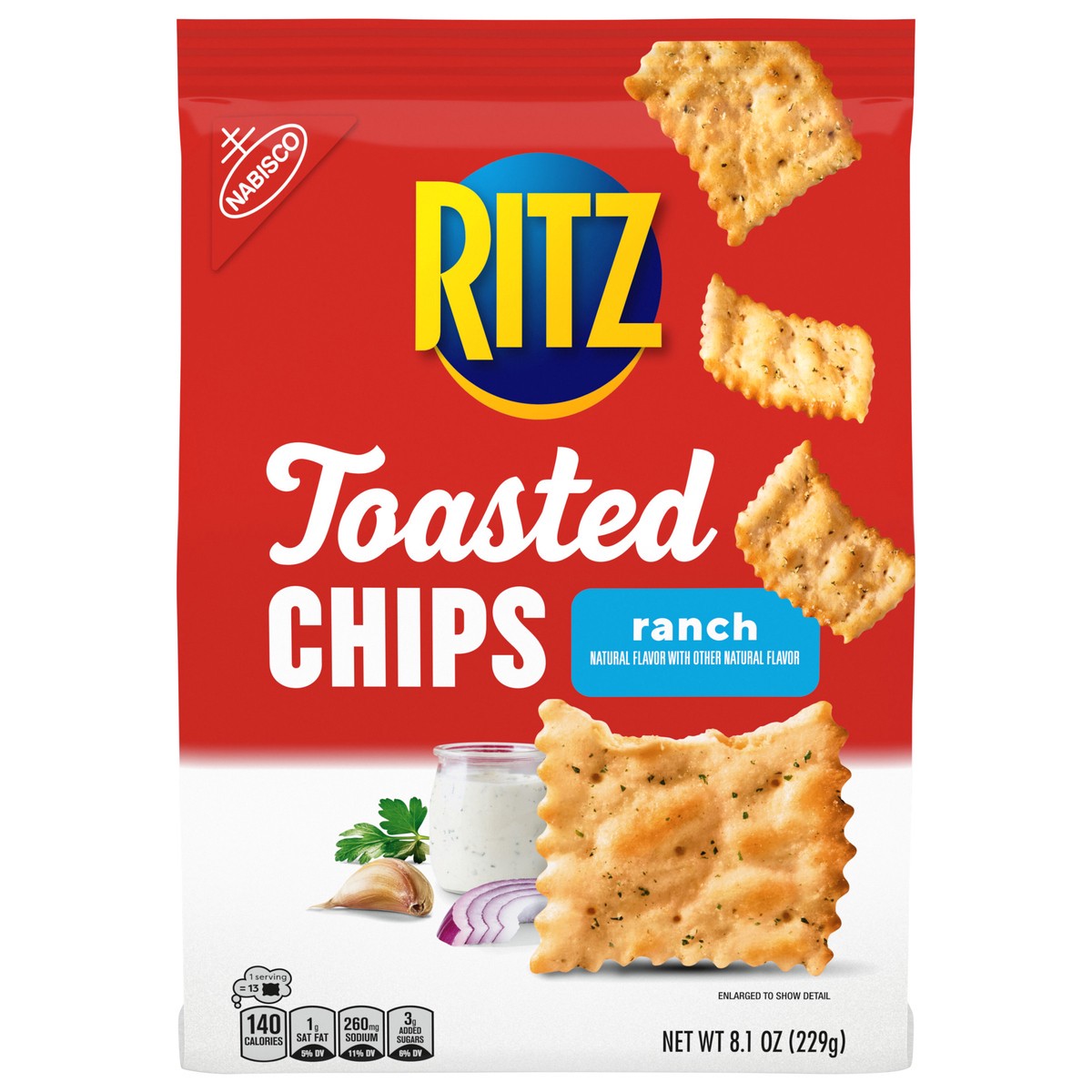 slide 1 of 9, RITZ Toasted Chips Ranch Crackers, 8.1 oz, 8.1 oz