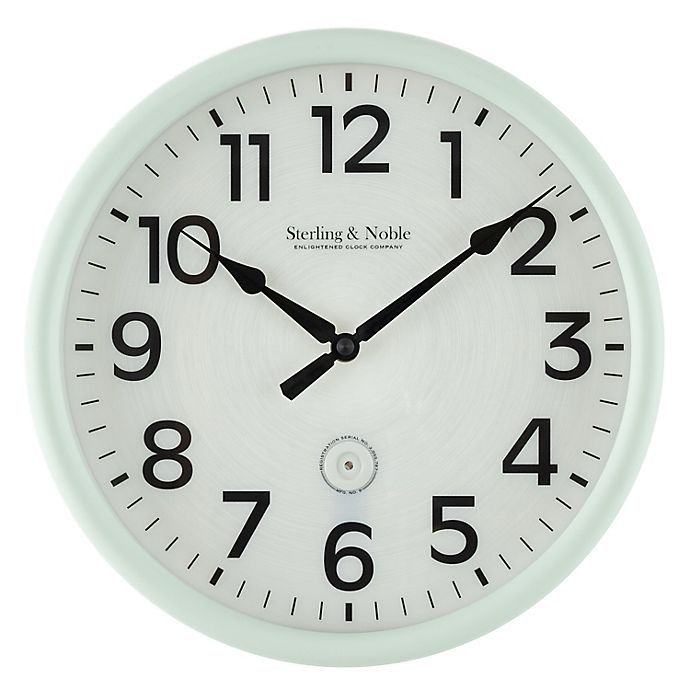 slide 1 of 2, Sterling & Noble LED Lighted Outdoor Wall Clock - Sage, 12 in