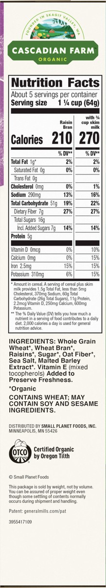 slide 12 of 13, Cascadian Farm Organic Raisin Bran Cereal, 12 oz, 12 oz