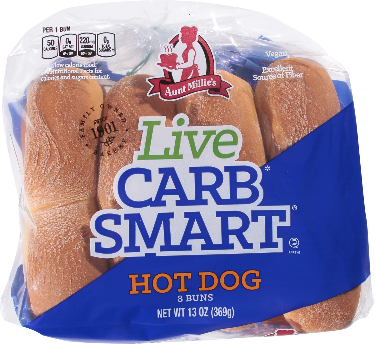 slide 9 of 9, Aunt Millie's Live Carb Smart Hot Dog Buns 8 ct, 8 ct