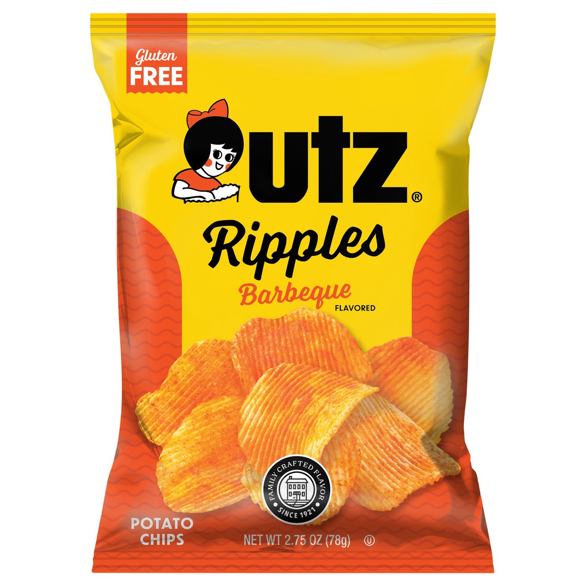 slide 1 of 7, Utz 2.75 oz Utz Ripples Barbeque Potato Chips, 2.75 oz