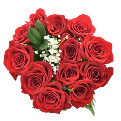 Bouque Red Roses With Filler And Green