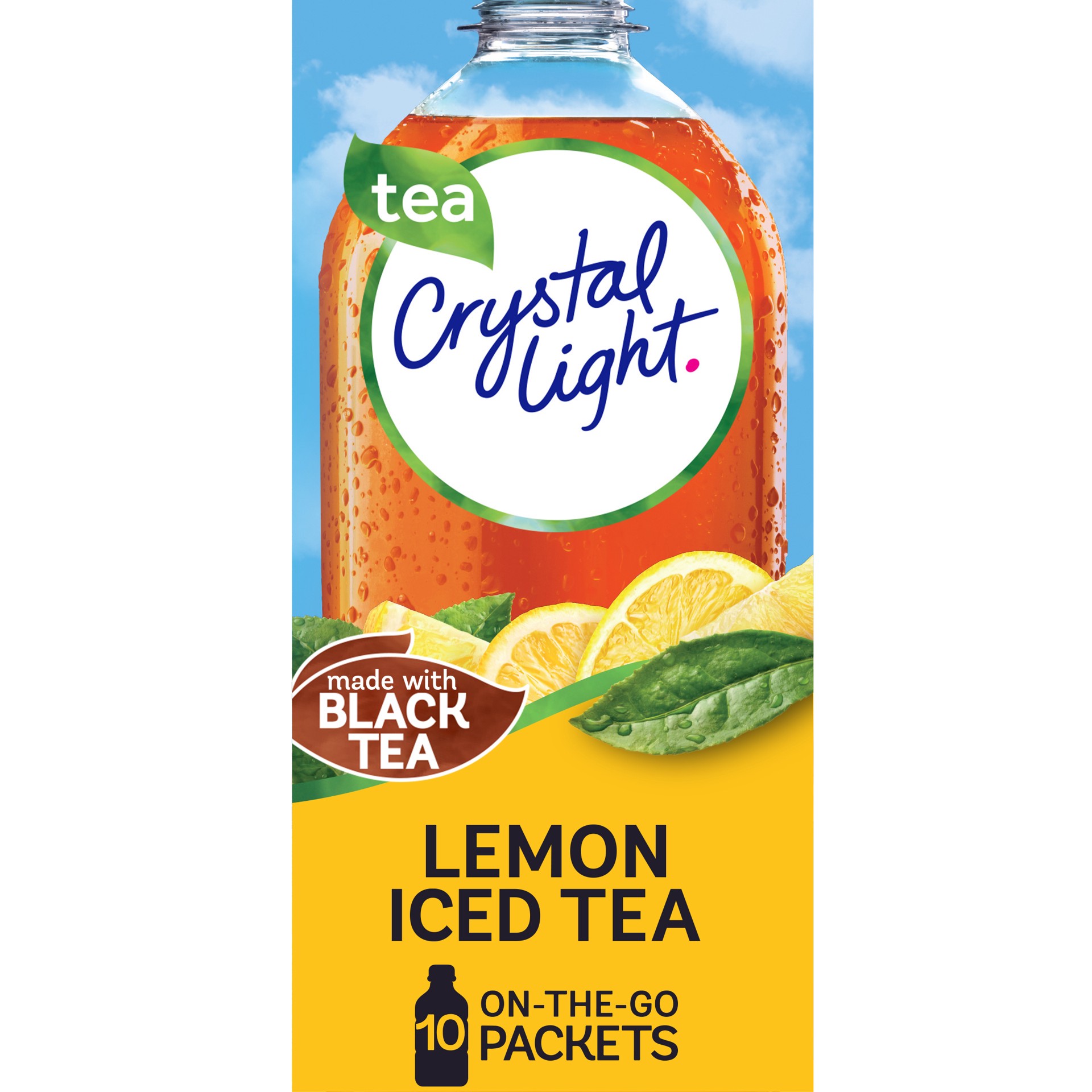 slide 1 of 5, Crystal Light Lemon Iced Tea Naturally Flavored Powdered Drink Mix, 10 ct On-the-Go-Packets, 10 ct