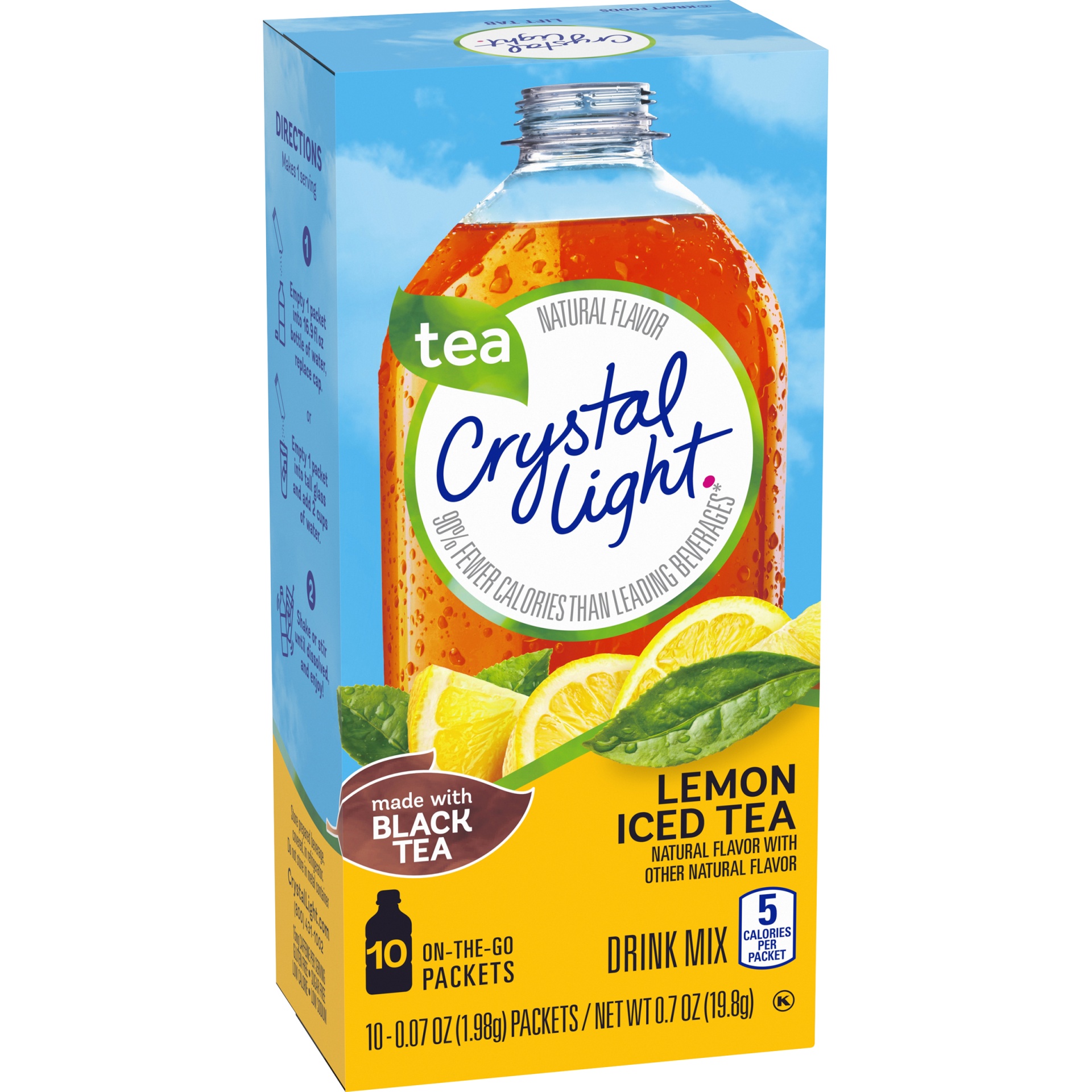 slide 6 of 10, Crystal Light Lemon Iced Tea Naturally Flavored Powdered Drink Mix On-the-Go-Packets, 10 ct
