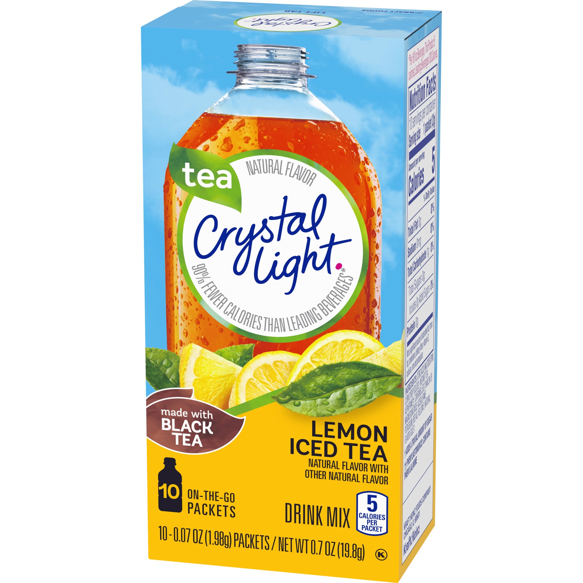 slide 7 of 10, Crystal Light Lemon Iced Tea Naturally Flavored Powdered Drink Mix On-the-Go-Packets, 10 ct