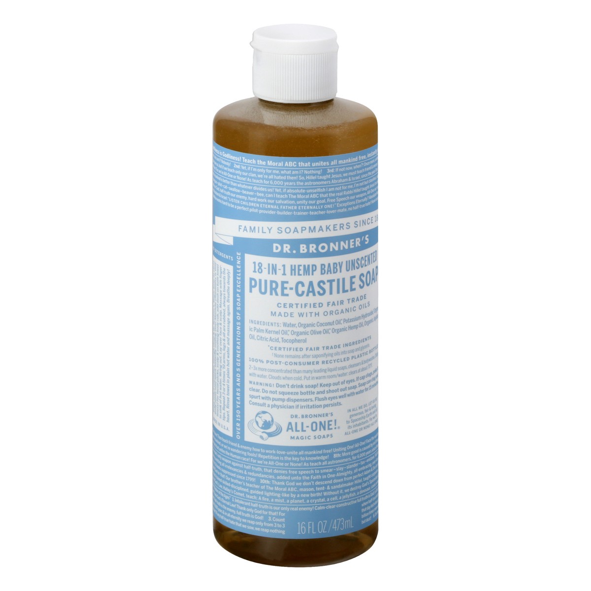 slide 3 of 9, Dr. Bronner's Baby 18-in-1 Hemp Pure-Castile Unscented Soap 16 fl oz, 16 oz