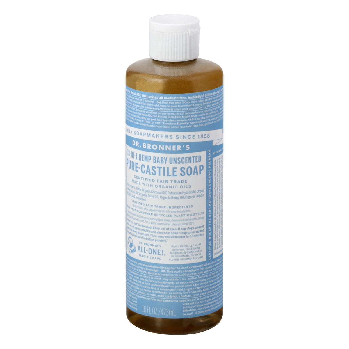 slide 9 of 9, Dr. Bronner's Baby 18-in-1 Hemp Pure-Castile Unscented Soap 16 fl oz, 16 oz