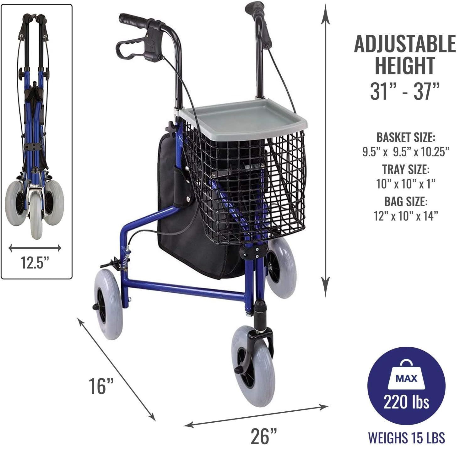 slide 3 of 4, Dmi 3 Wheel Rollator, 1 ct
