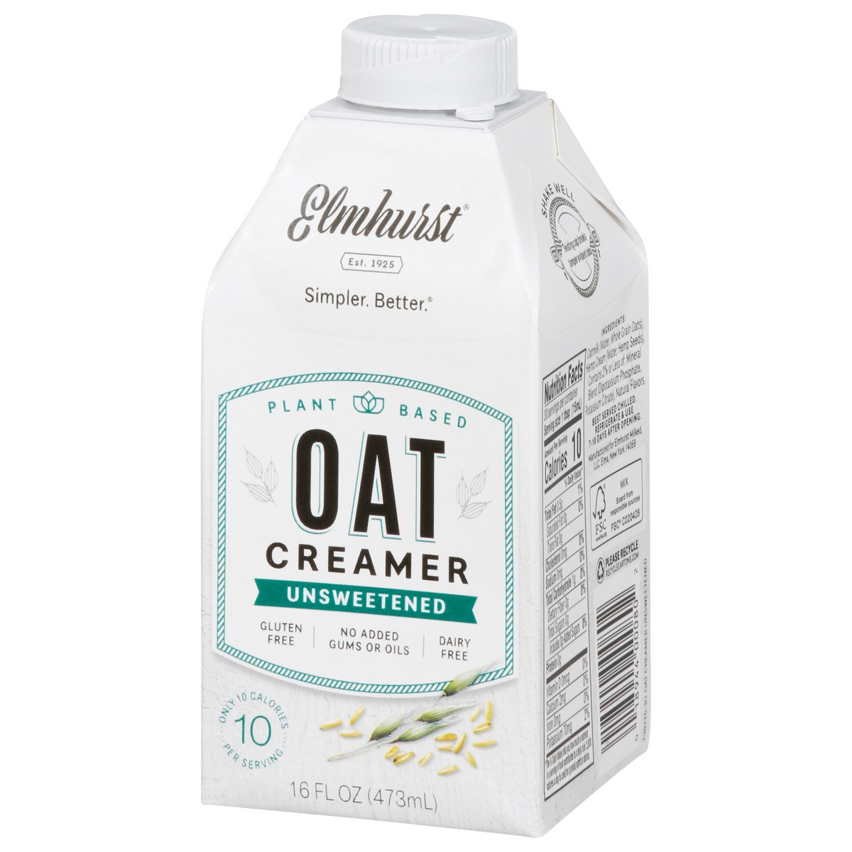 slide 2 of 9, Elmhurst Unsweetened Oat Creamer, 16 oz