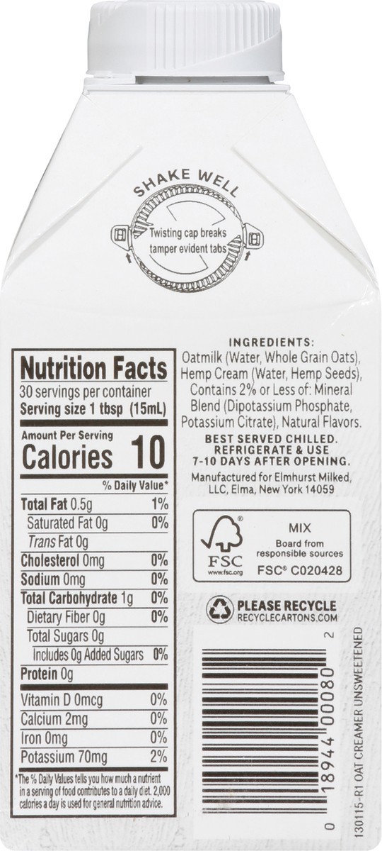 slide 5 of 9, Elmhurst Unsweetened Oat Creamer, 16 oz