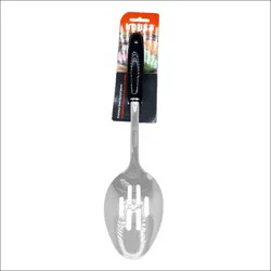 IMUSA Stainless Steel Slotted Spoon with Black Handle