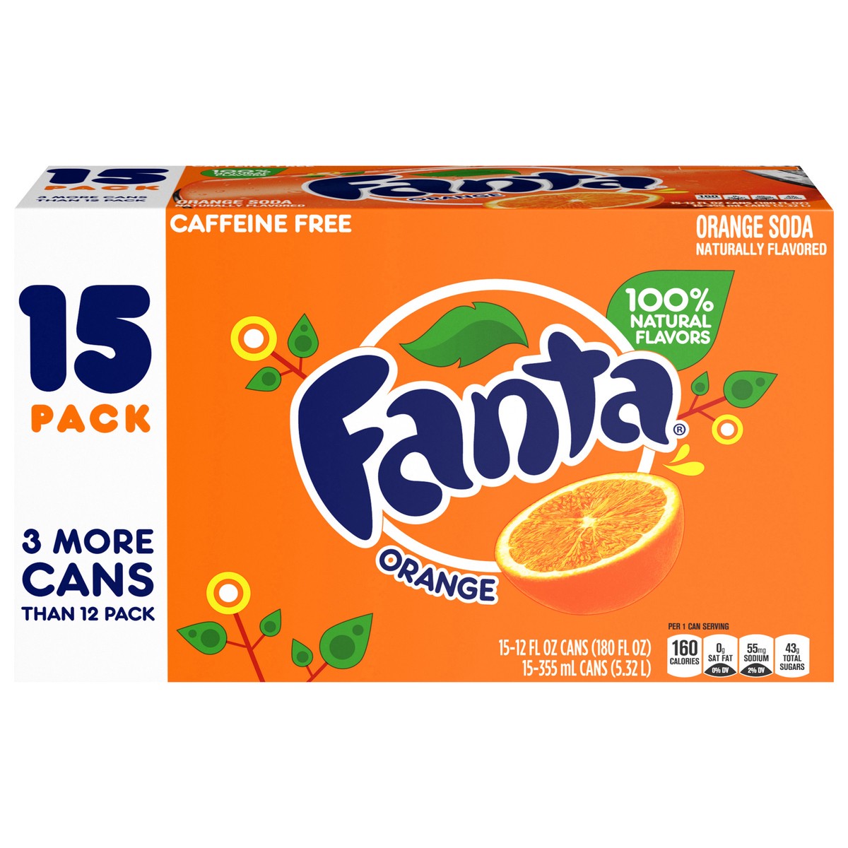 slide 1 of 5, Fanta Orange Soda Cans, 12 fl oz, 15 Pack, 15 ct