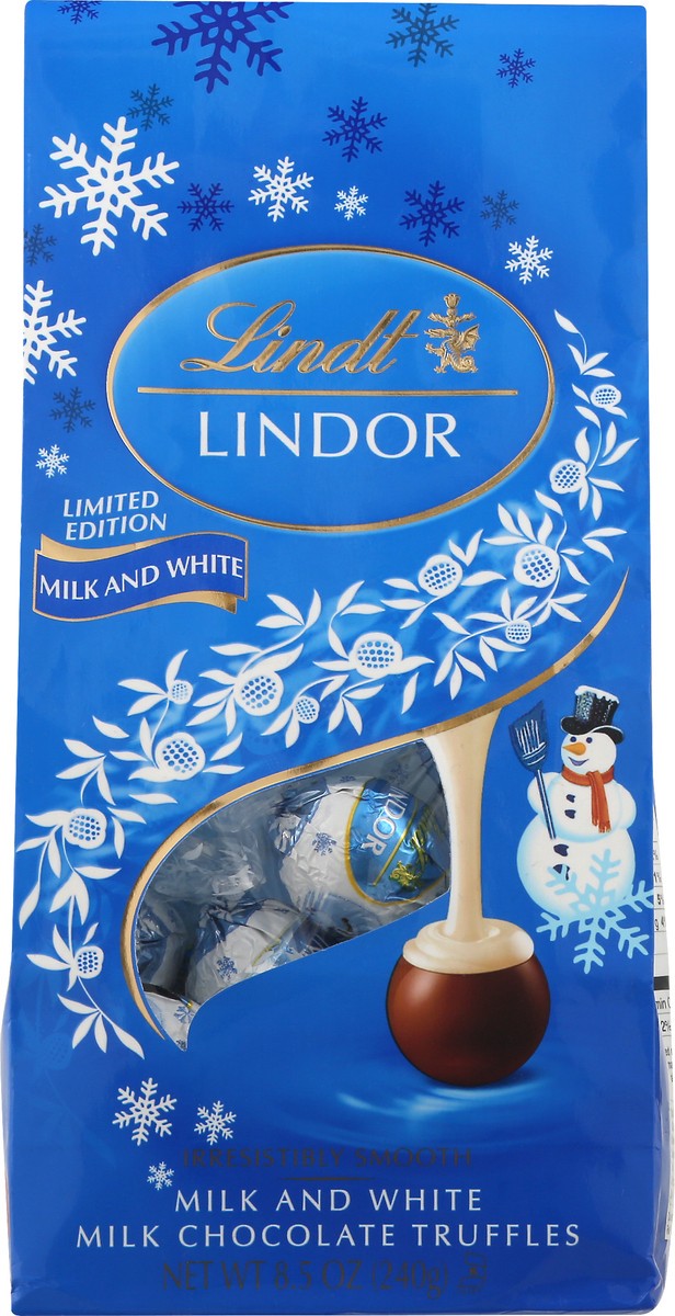 slide 6 of 10, Lindt Truffles, Milk Chocolate, Milk and White, 8.5 oz