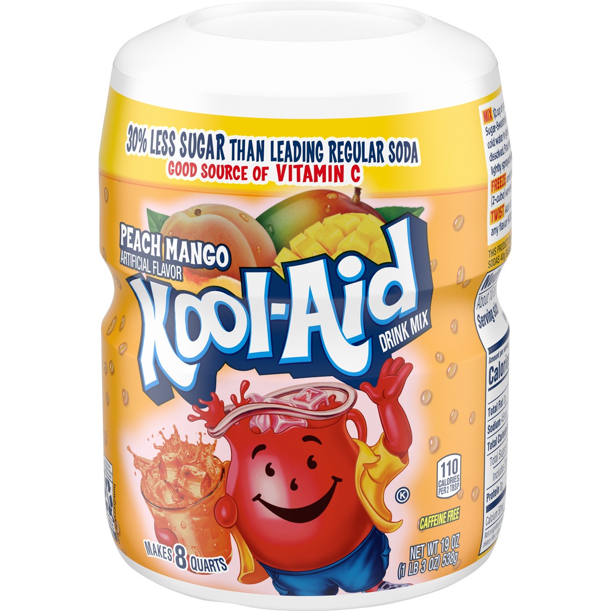 slide 3 of 9, Kool-Aid Sugar-Sweetened Peach Mango Artificially Flavored Powdered Soft Drink Mix, 19 oz Canister, 19 oz