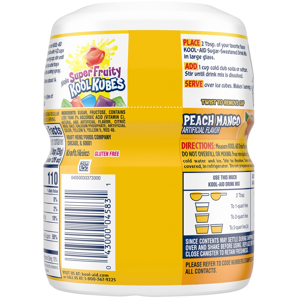 slide 4 of 9, Kool-Aid Sugar-Sweetened Peach Mango Artificially Flavored Powdered Soft Drink Mix, 19 oz Canister, 19 oz