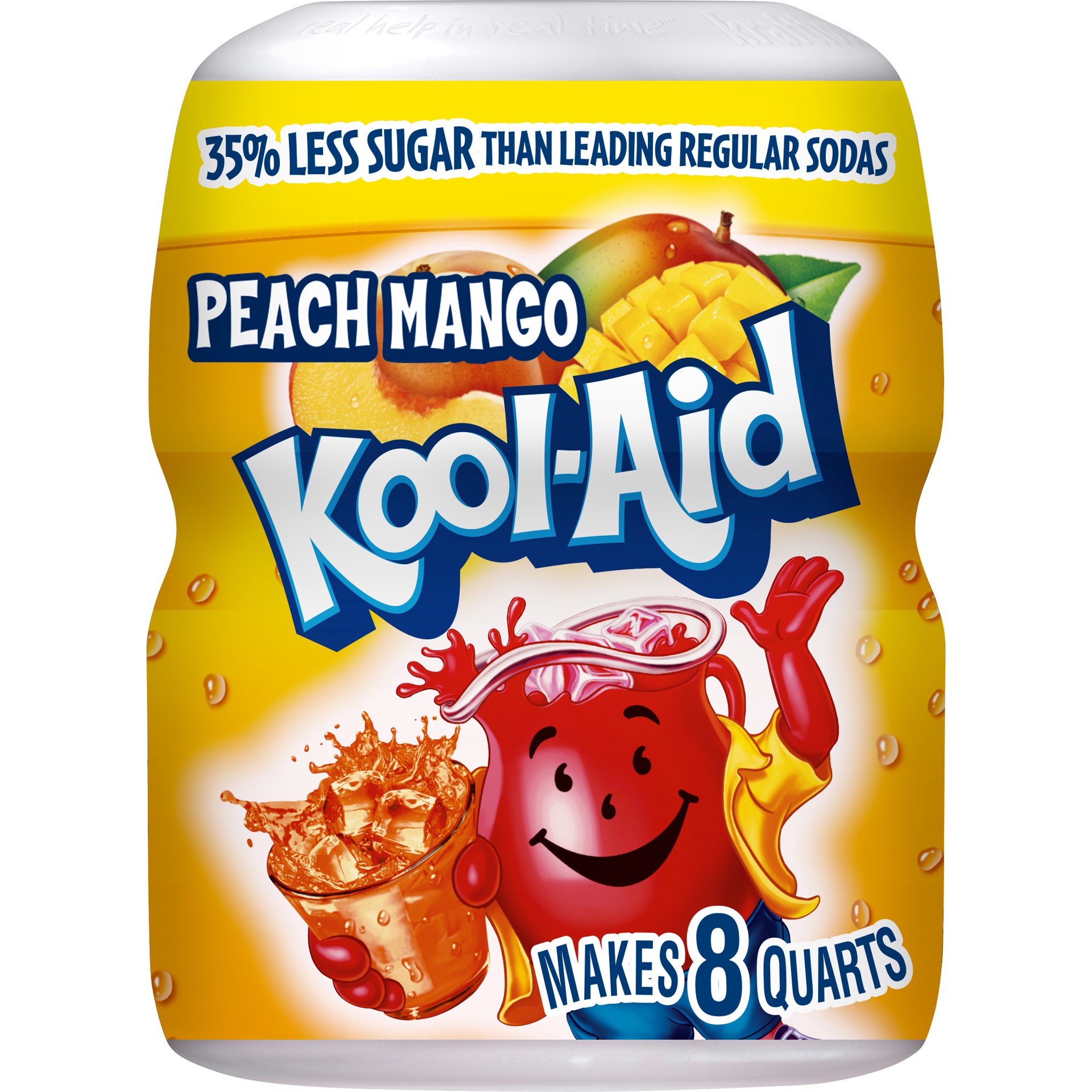 slide 1 of 9, Kool-Aid Sugar-Sweetened Peach Mango Artificially Flavored Powdered Soft Drink Mix, 19 oz Canister, 19 oz