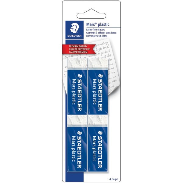 slide 1 of 7, STAEDTLER Mars Plastic Erasers, Pack Of 4, 4 ct