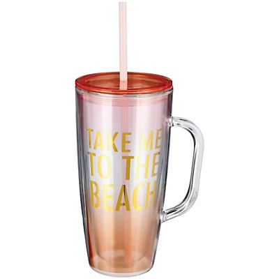 slide 1 of 1, Haven & Key To The Beach Summer Double Wall Melamine Tumbler with Straw, 24 oz