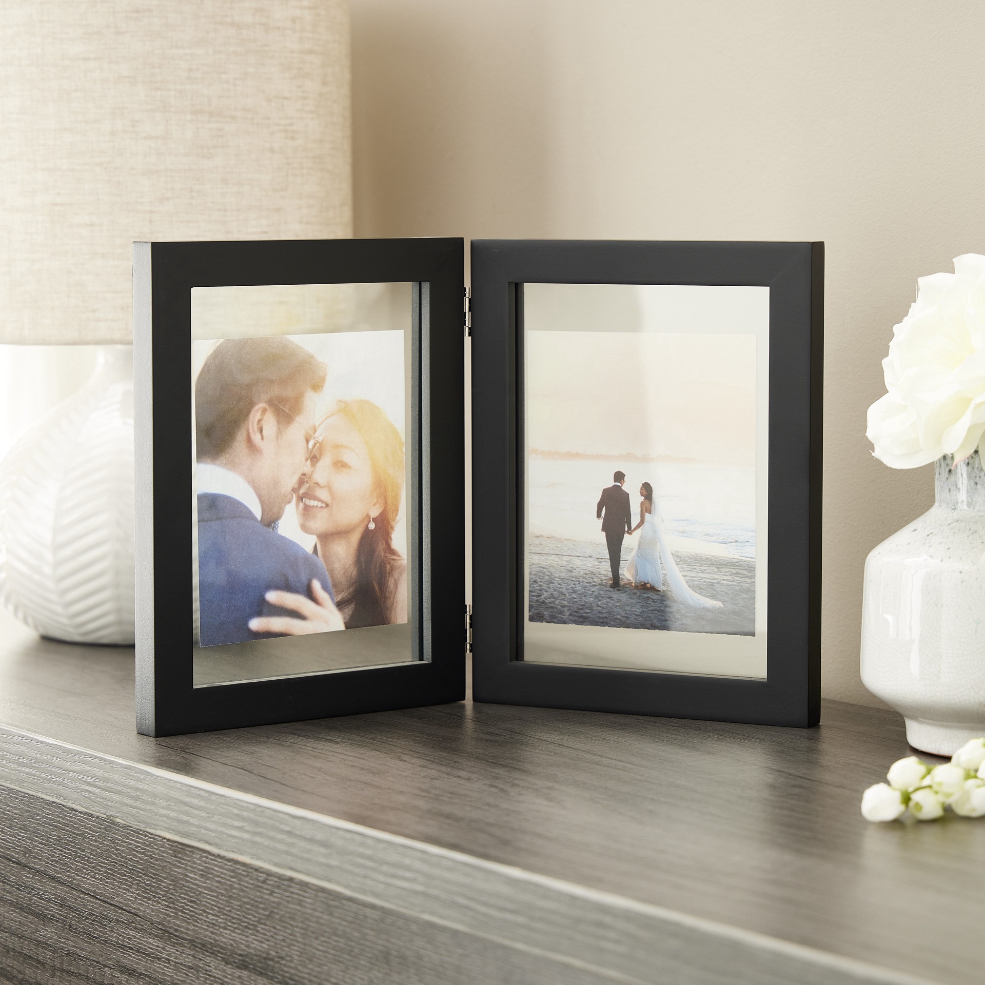 slide 2 of 4, Expressions 2 Opening 6" X 8" Black Hinge Float Frame By Studio Decor, 6 in x 8 in