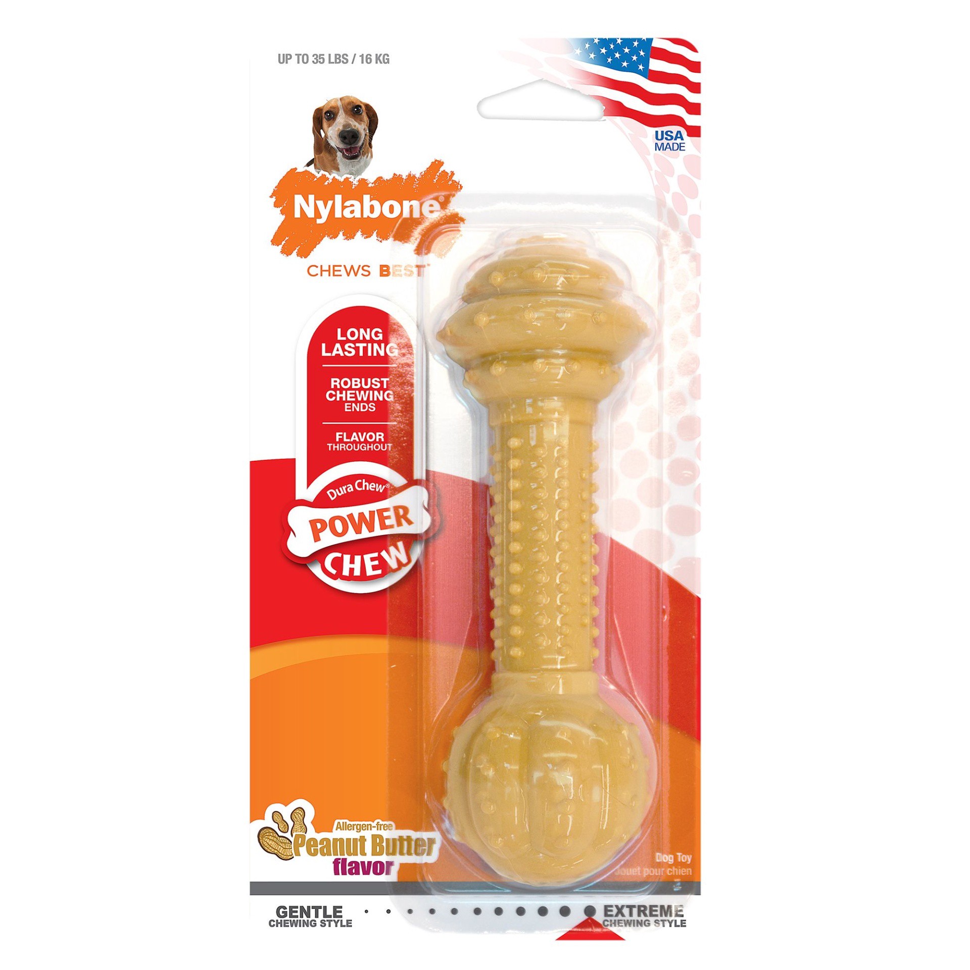 slide 1 of 1, Nylabone Power Chew Peanut Butter Flavored Dog Bone, 1 ct