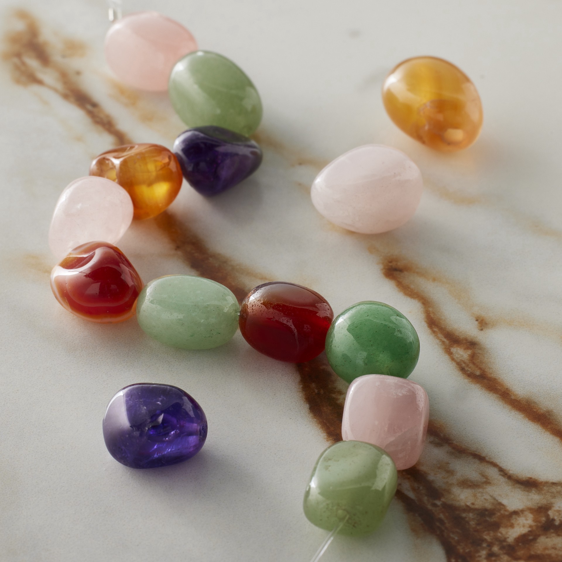 slide 3 of 3, Multicolored Stone Irregular Oval Bead Mix By Bead Landing, 17.78 cm