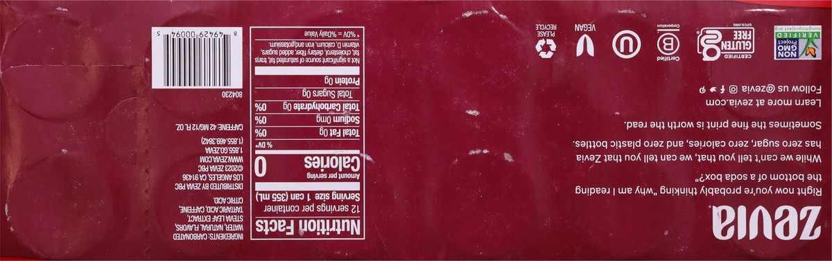 slide 8 of 9, Zevia Zero Sugar Soda - 12 ct, 12 ct; 12 oz
