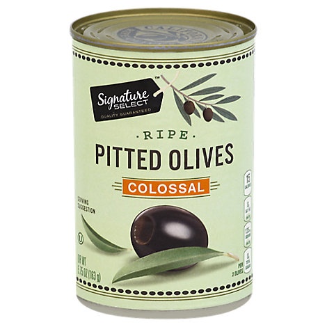 slide 1 of 1, Signature Select Olives Pitted Ripe Colossal Can, 5.75 oz