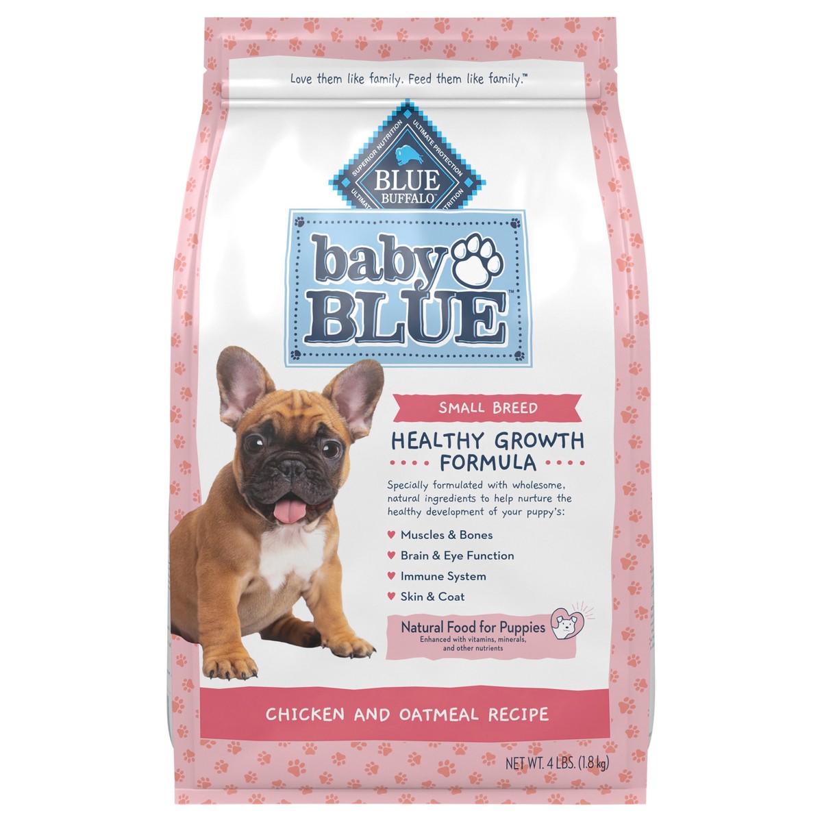 slide 3 of 4, Blue Buffalo Baby BLUE Natural Small Breed Puppy Dry Dog Food\, Healthy Growth Formula with DHA\, Chicken and Oatmeal Recipe\, 4-lb Bag, 4 lb