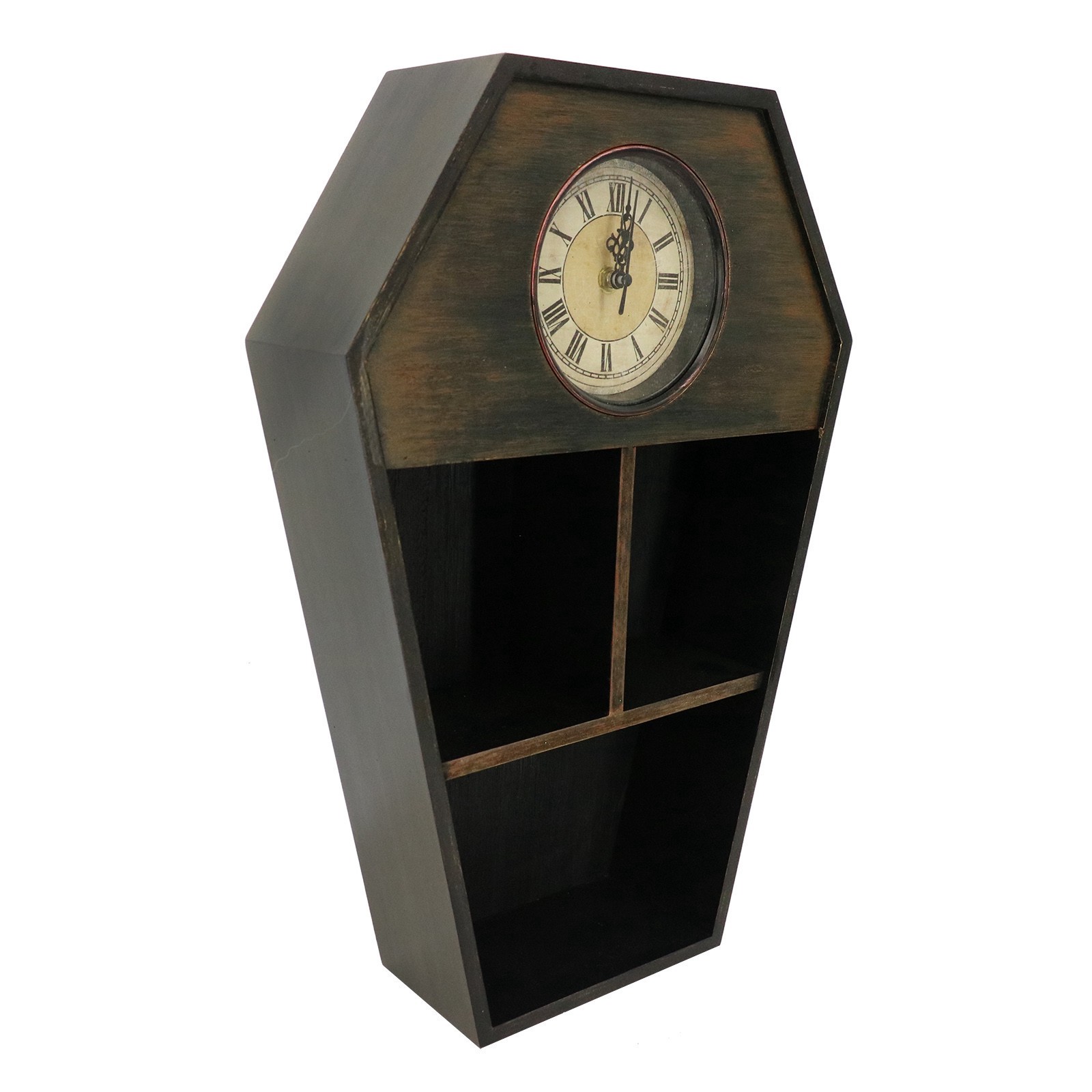 slide 2 of 3, 18" Weathered Coffin Tabletop Shelf With Clock By Ashland, 18 in