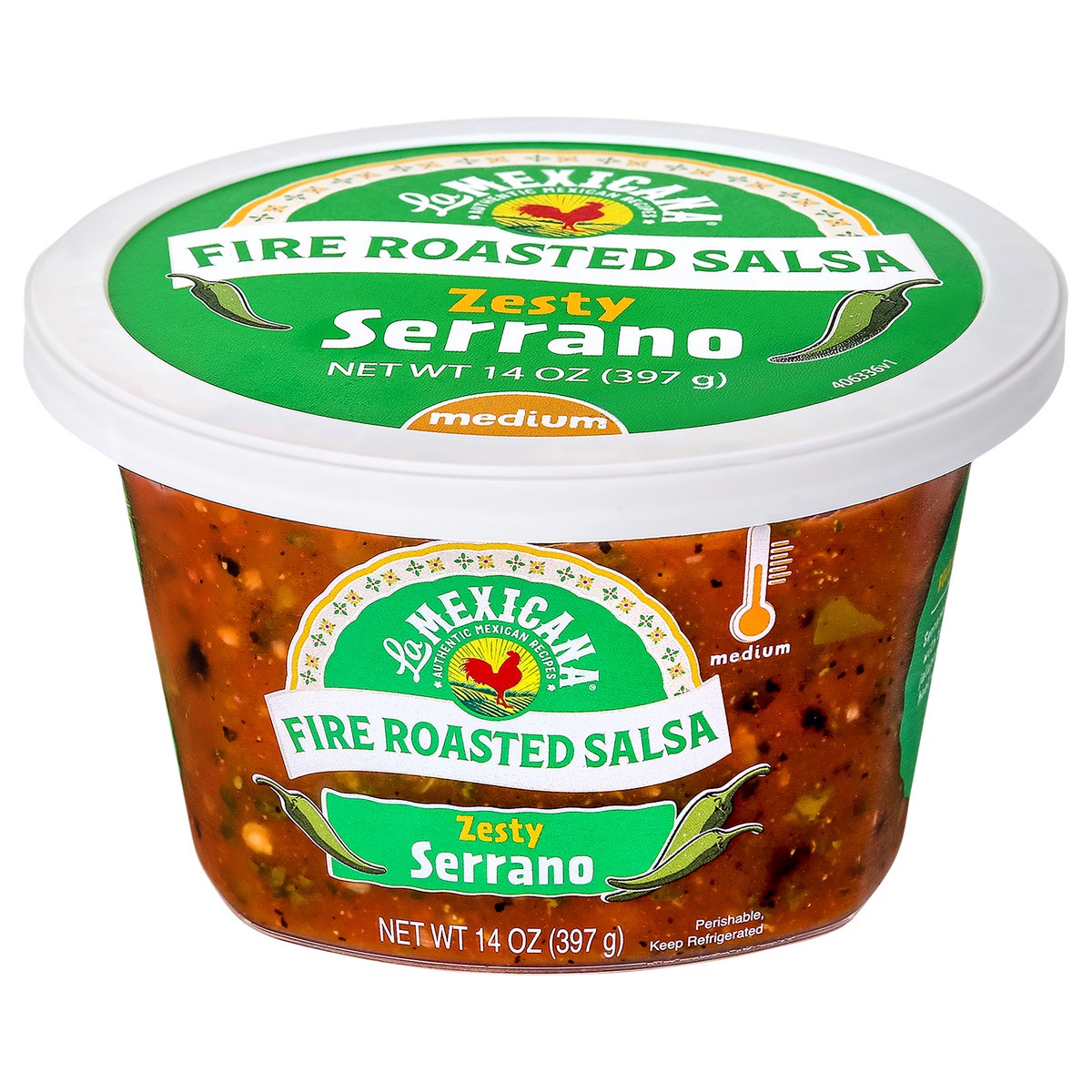 slide 1 of 13, La Mexicana Fire Roasted Zesty Serrano Salsa 14 oz, 14 oz