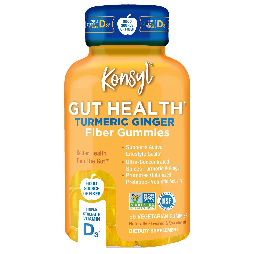 slide 4 of 4, Konsyl Gut Health Turmeric Ginger Fiber Gummies 60 ea, 60 ct