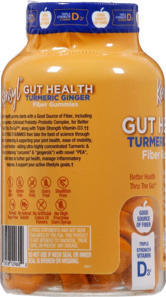 slide 3 of 4, Konsyl Gut Health Turmeric Ginger Fiber Gummies 60 ea, 60 ct