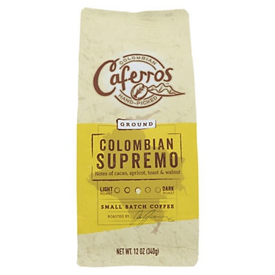 slide 1 of 1, Caferros Colombian Supremo Medium Roast&nbsp;Ground Coffee, 12 oz