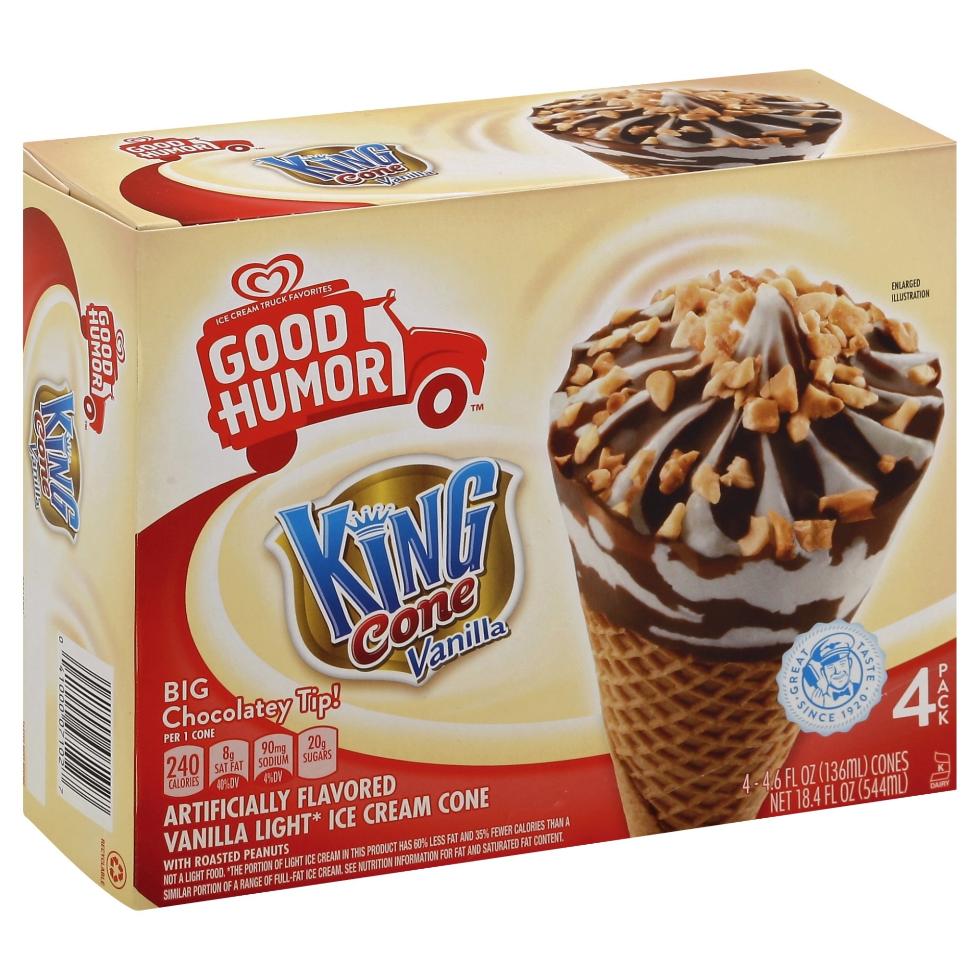 slide 1 of 6, Good Humor Ice Cream & Frozen Desserts Vanilla King Cone, 4 ct; 4.6 fl oz