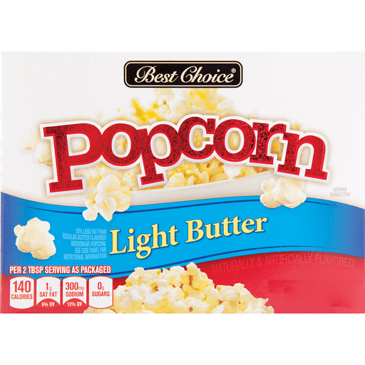 slide 1 of 1, Best Choice Light Butter Microwave Popcorn, 3 ct