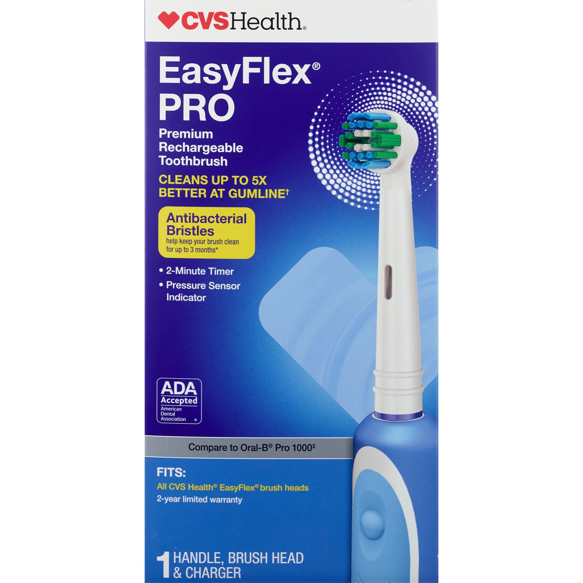 slide 1 of 5, Cvs Easyflex Pro Premium Rechargeable Toothbrush, 1 ct