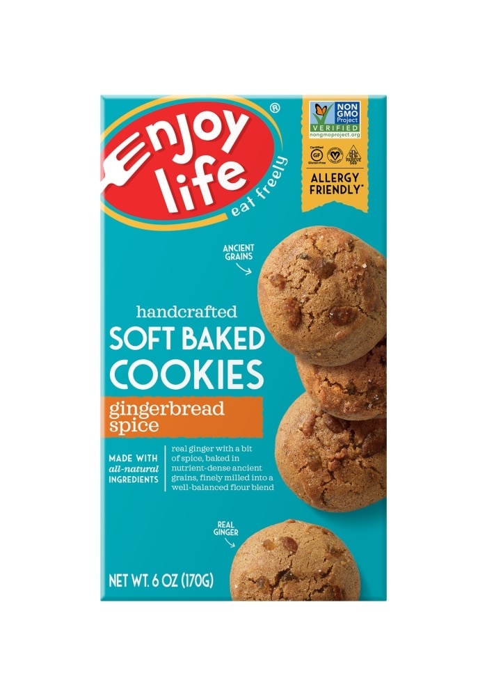 slide 1 of 8, Enjoy Life Gingerbread Spice Soft Baked Cookies, 6 oz