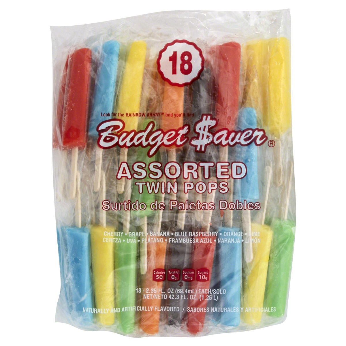 slide 1 of 1, Budget Saver Assorted Twin Pops, 18 ct; 42.3 oz