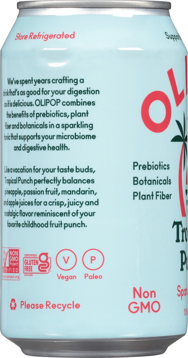 slide 4 of 9, Olipop Sparkling Tonic, Tropical Punch, 12 fl oz