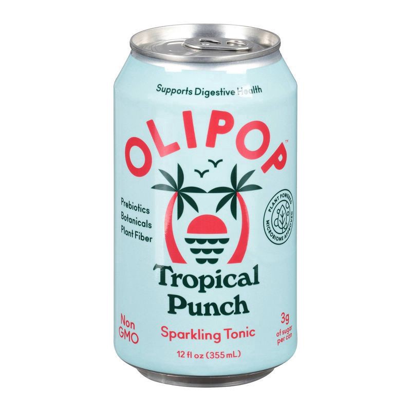 slide 1 of 9, Olipop Sparkling Tonic, Tropical Punch, 12 fl oz