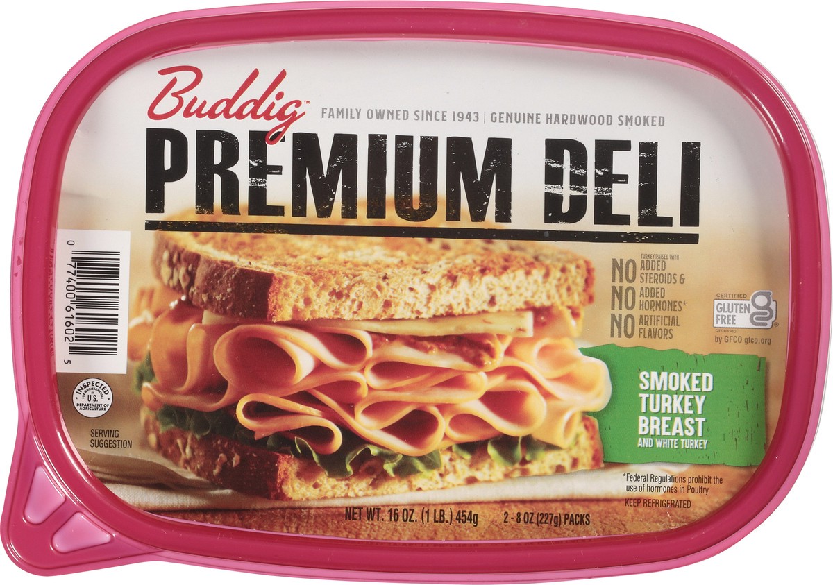 slide 6 of 9, Buddig Premium Deli Smoked Turkey Breast and White Turkey Lunch Meat 2 - 8 oz Packs, 2 ct