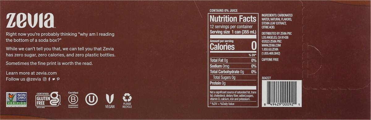 slide 7 of 9, Zevia Ginger Root Beer Zero Calorie Soda - 144 fl oz, 12 ct; 12 oz