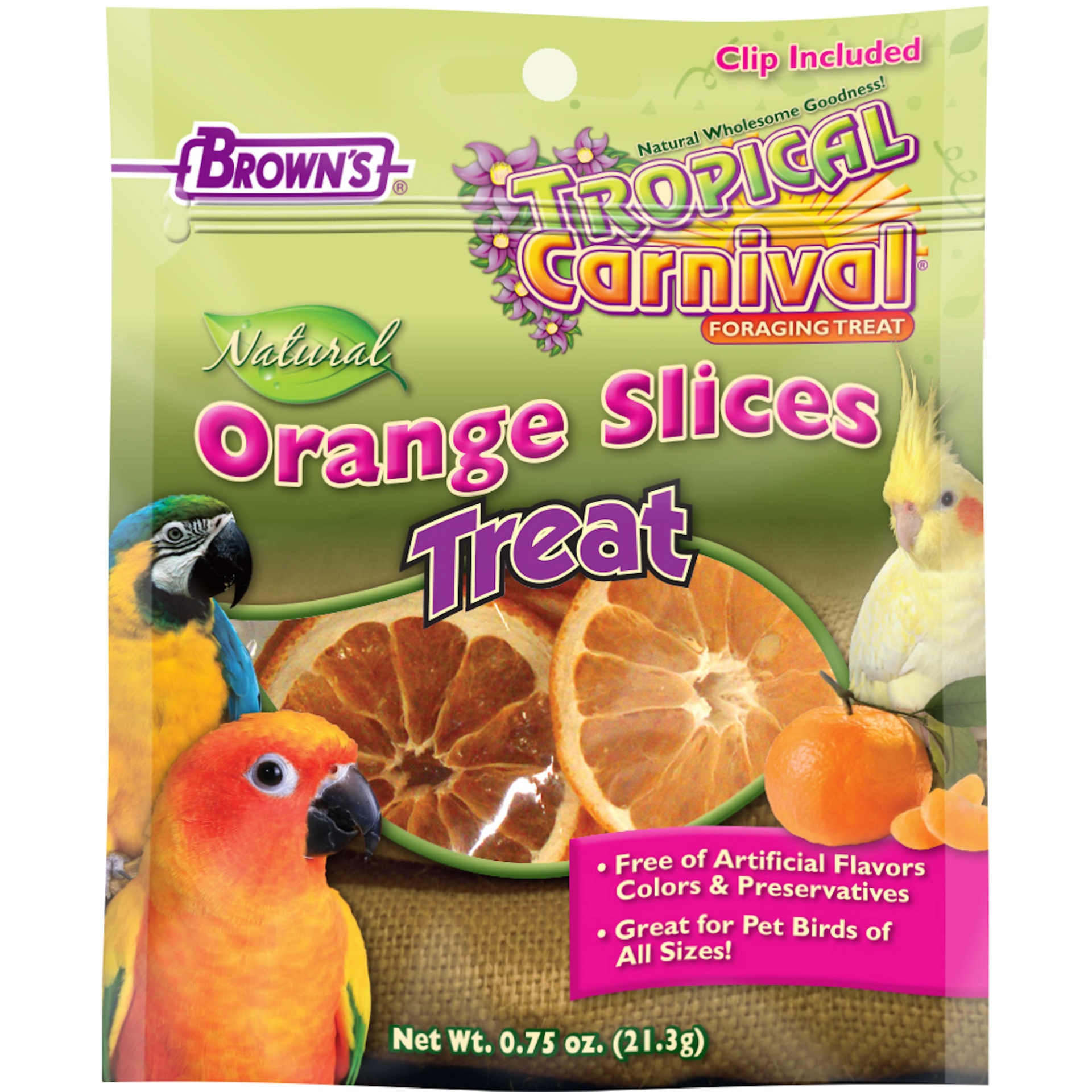 slide 1 of 1, Brown's Tropical Carnival Orange Slices Bird Treats, 0.75 oz