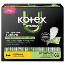 U by Kotex Regular Bamboo Liners, Light Absorbency, 66 Count