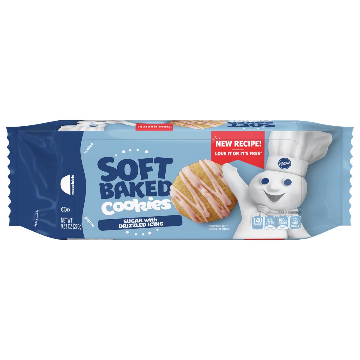 slide 1 of 11, Pillsbury Soft Baked Cookies, Sugar with Icing, 9.53 oz, 18 ct, 9.53 oz