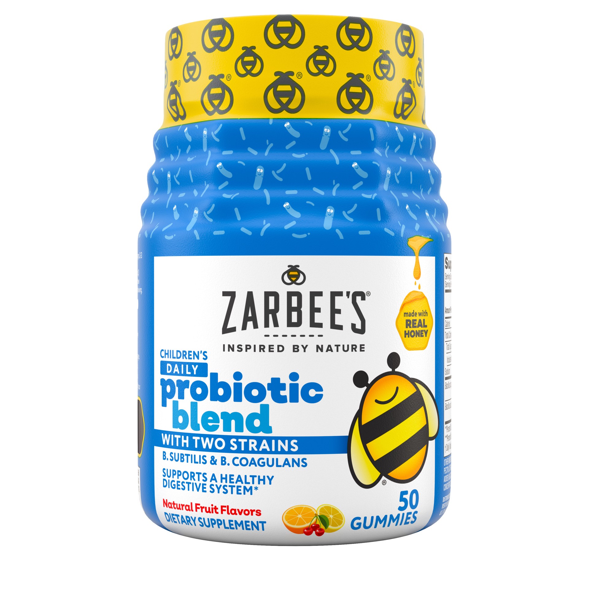slide 1 of 5, Zarbee's Naturals Kid's Daily 2 Strain Probiotic Blend Gummies for Digestive Support, Natural Fruit, 50ct, 50 ct