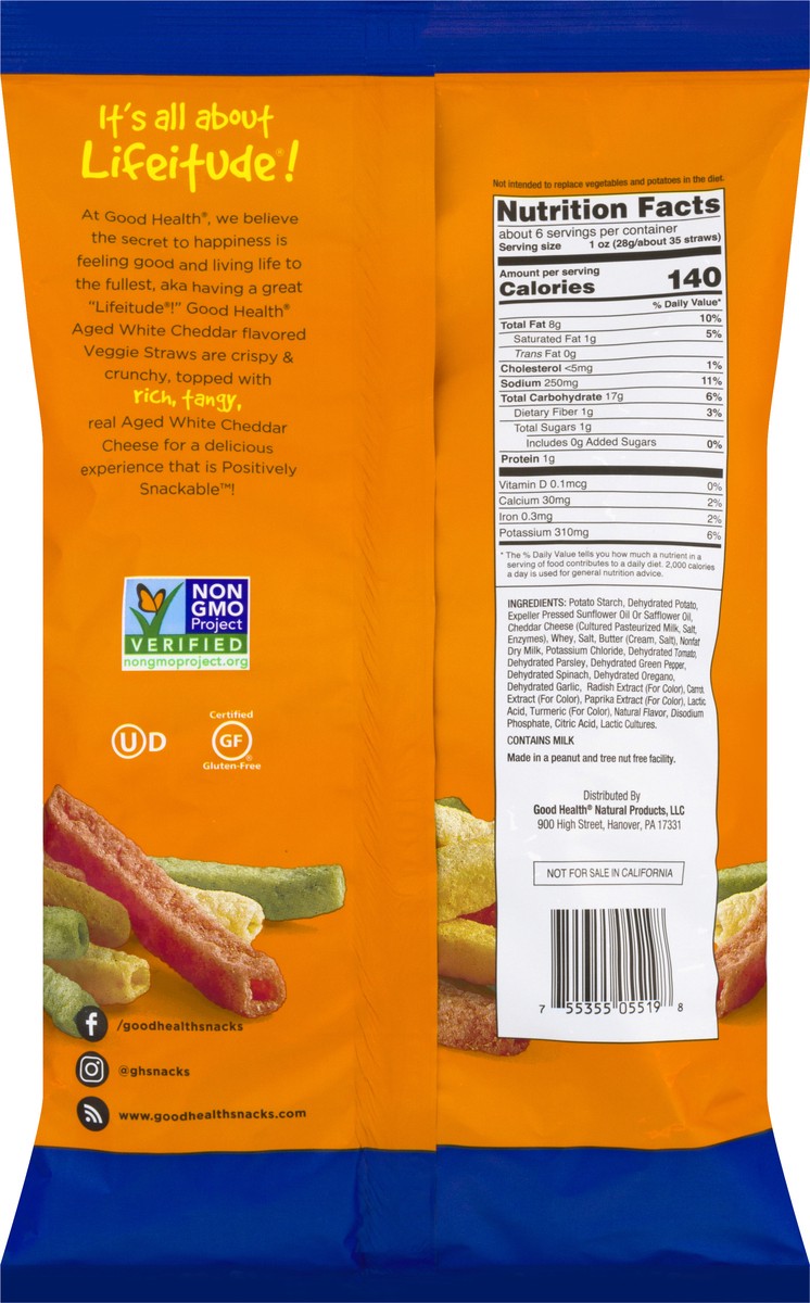 slide 10 of 11, Good Health Veggie Straws Aged White Cheddar - 6.75 Oz, 6.75 oz